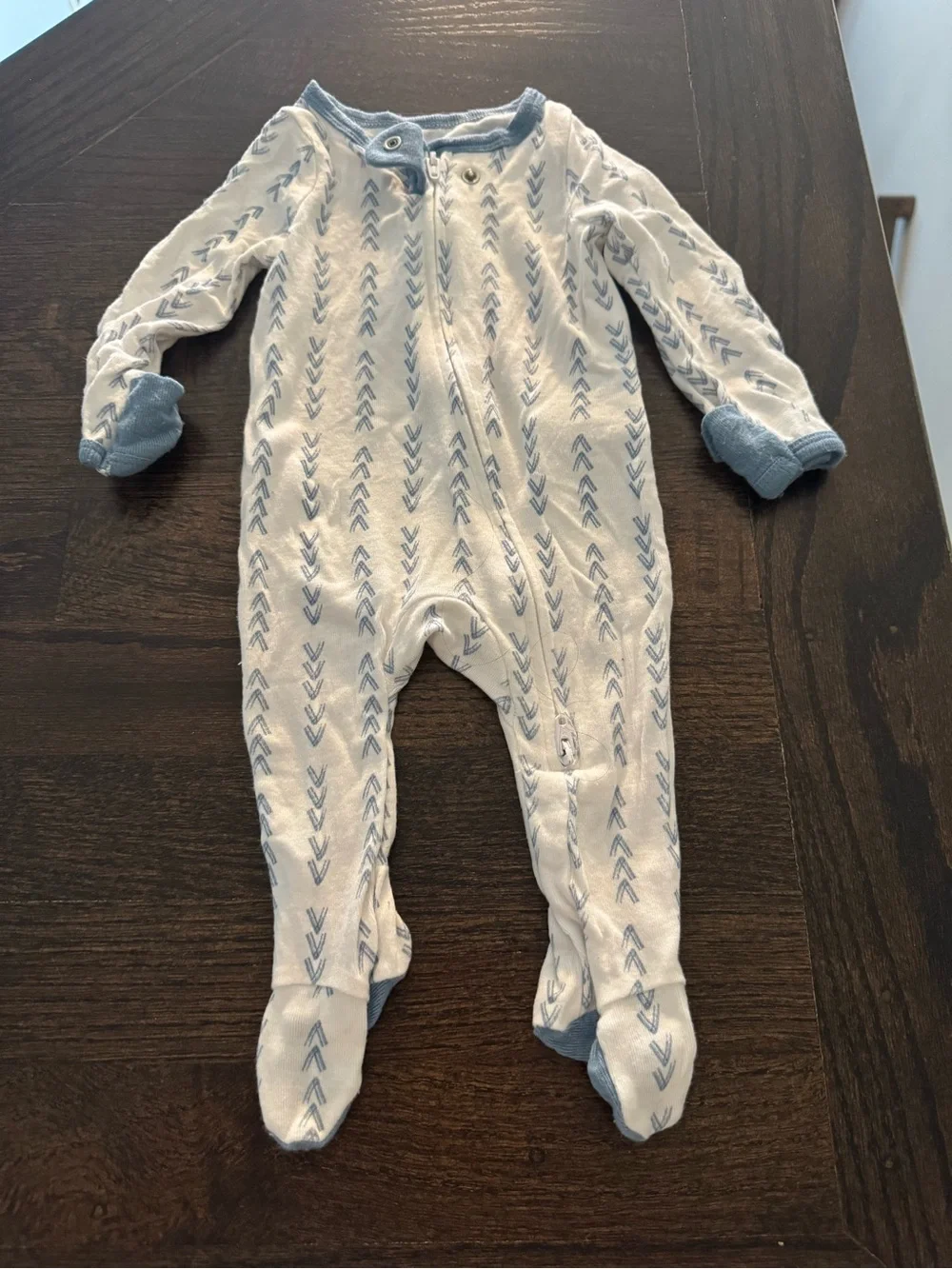 Newborn Sleep pajamas- Blue & Cream Mix 5 onesies total